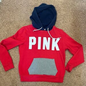 Victoria's Secret Pink Red and Navy Hoodie